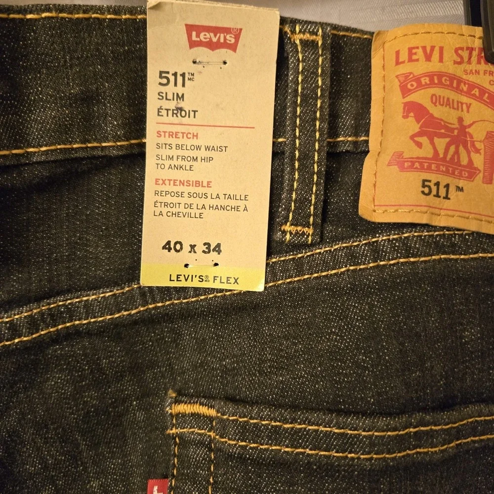 Levis‎ Mens Flex 511 Slim Jeans 40x34 Charcoal Wash Stretch Denim NWT